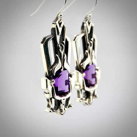 ‘Orynth’ - Amethyst & silver earrings