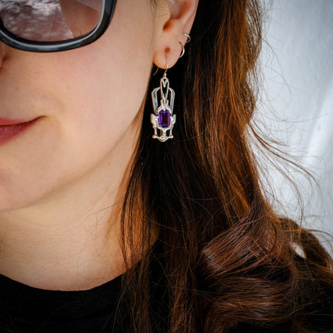 ‘Orynth’ - Amethyst & silver earrings