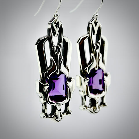 ‘Orynth’ - Amethyst & silver earrings