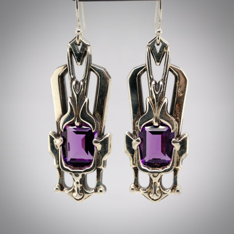 ‘Orynth’ - Amethyst & silver earrings