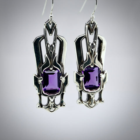 ‘Orynth’ - Amethyst & silver earrings