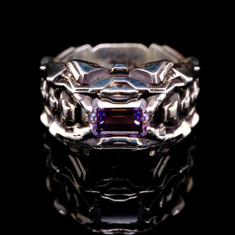 Hexrail - Moissanite & silver ring