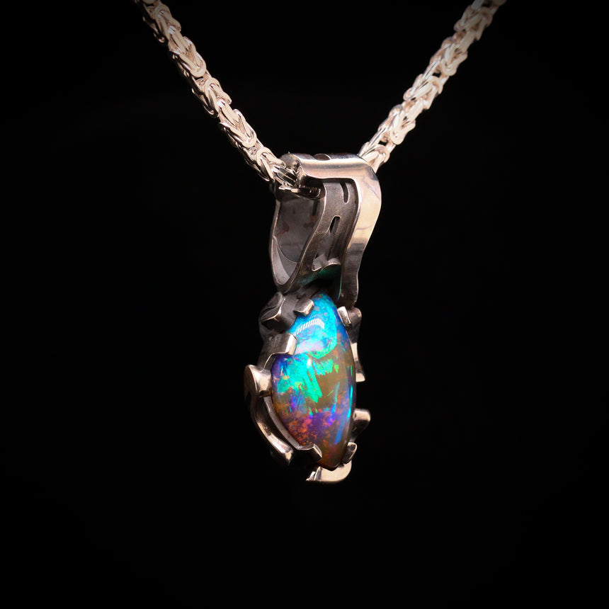 Boulder opal & silver pendant