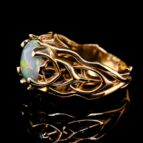 'Cyberknot' - opal & gold ring