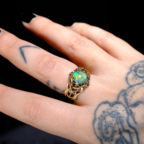 'Cyberknot' - opal & gold ring