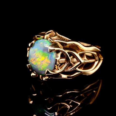 'Cyberknot' - opal & gold ring