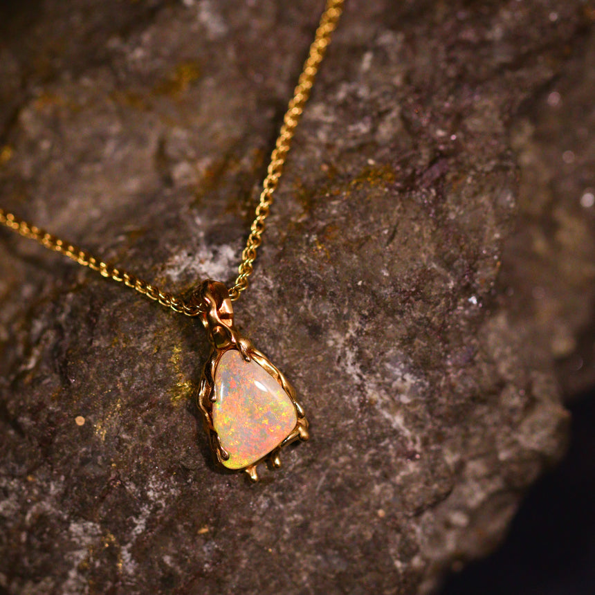 Crystal opal & gold ‘Melty’ pendant