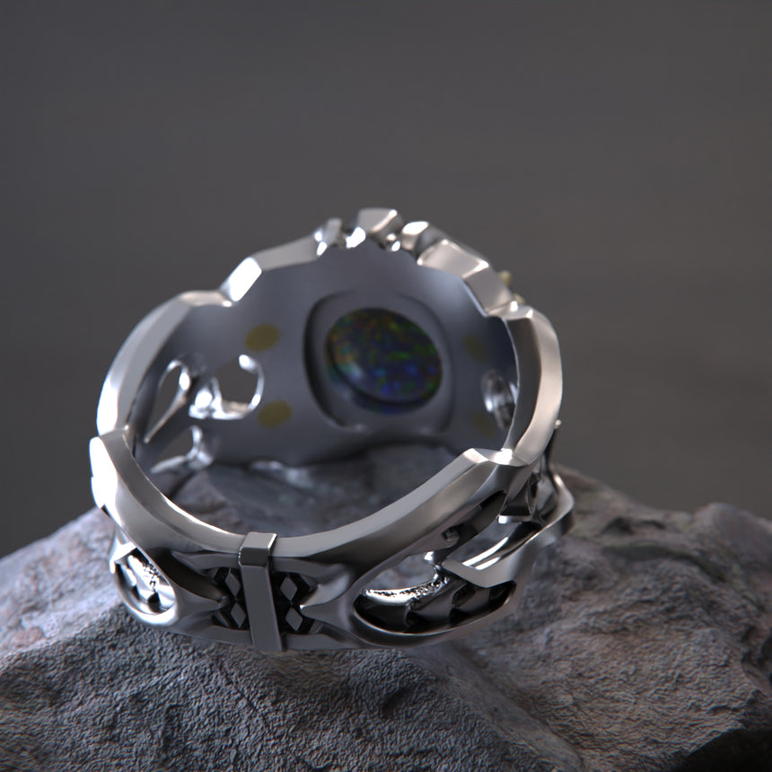 Crystal opal ‘Cyberpunk’ Earthset design