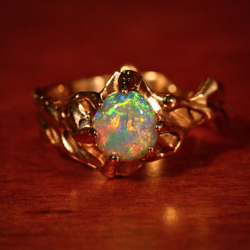 Crystal opal & gold ring