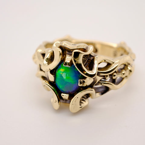 'Helios' - opal & gold ring