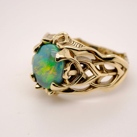 'Cyberknot' - opal & gold ring