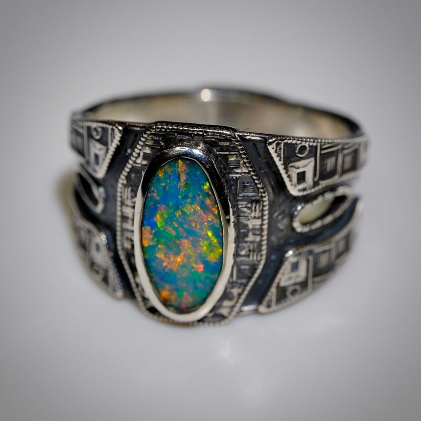 ‘Cyberpunk’ #6 - Opal doublet & silver ring