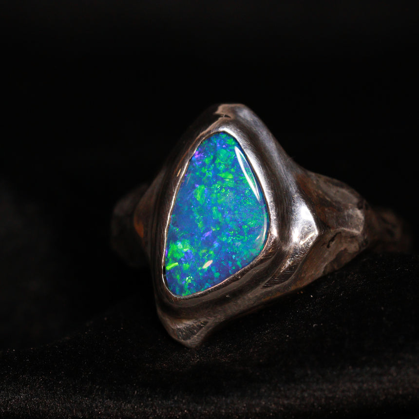 Opal doublet & silver ring