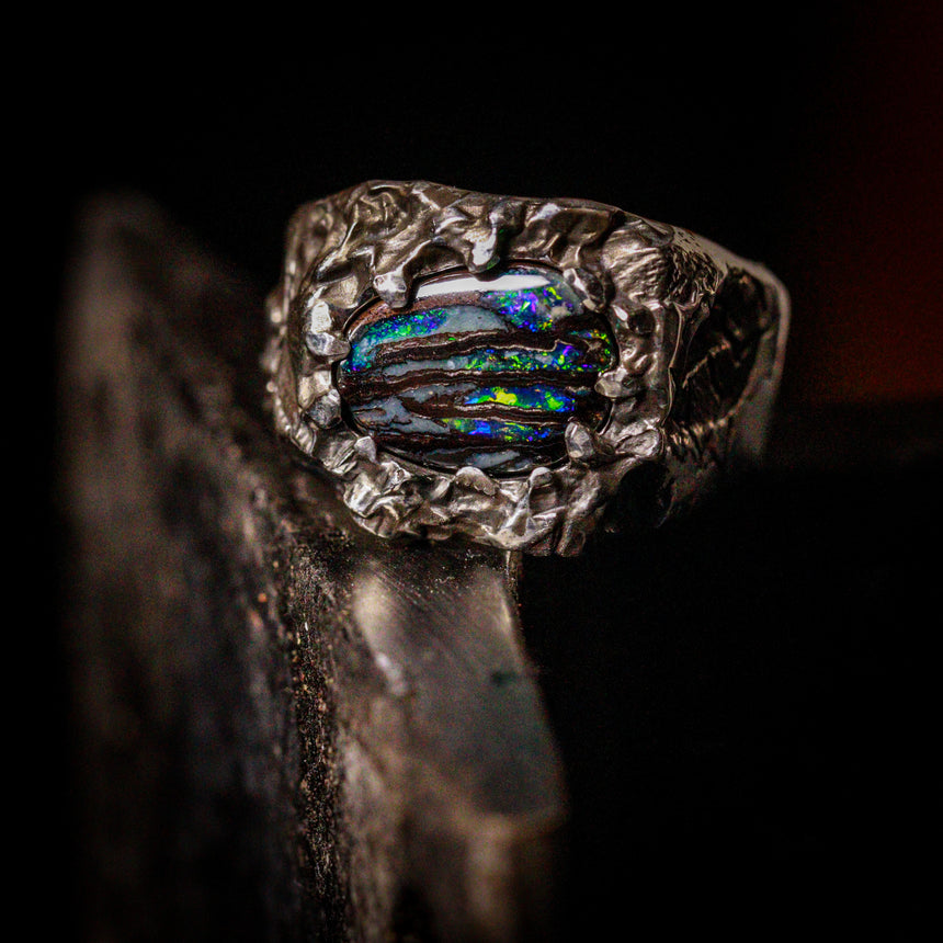 Ripped Koroit opal ring