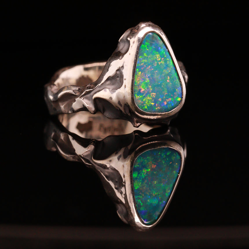 Opal doublet in ‘Wild Style’ silver