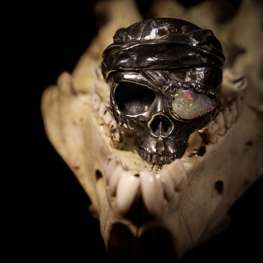 Pirate Skull opal ring