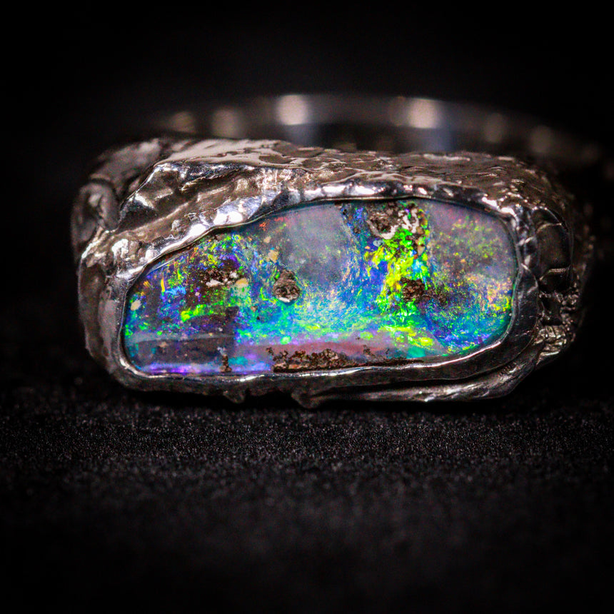 Boulder opal ring