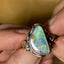 Flashy Pastel boulder opal ring🌈🖤