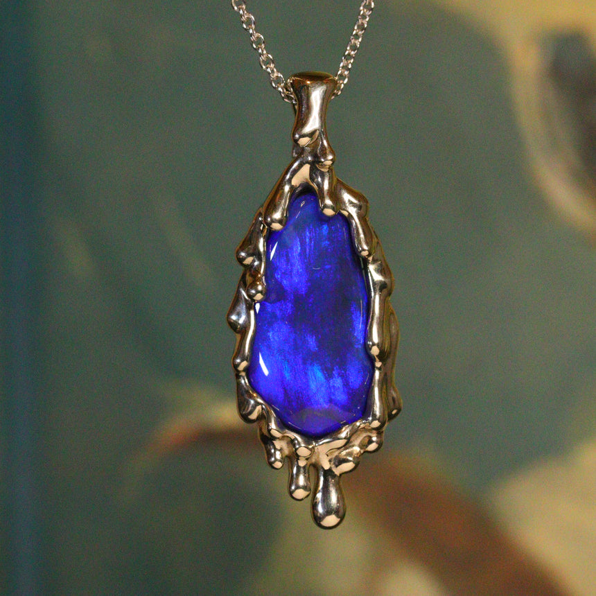 Blueberry Melt 💙 black opal pendant