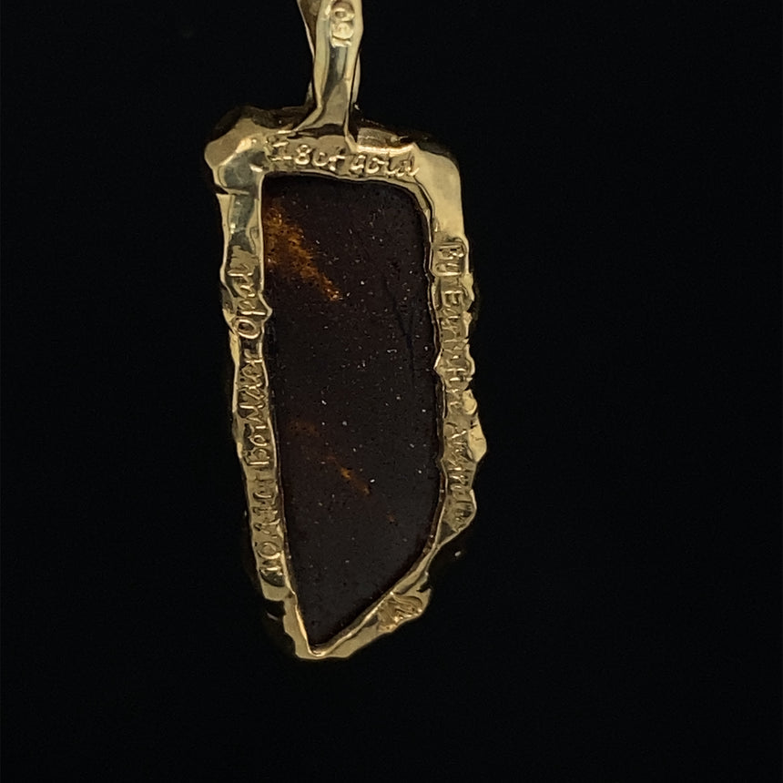 Boulder opal & 18ct gold pendant