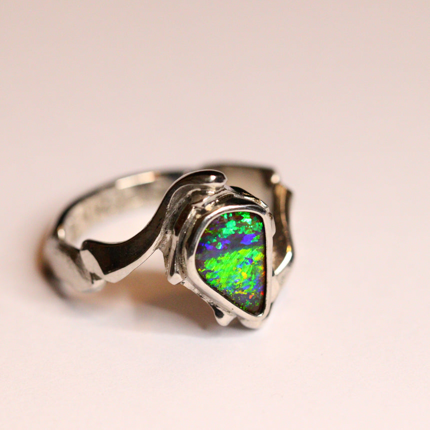 Platinum & boulder opal ring 🔥