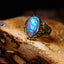 Deep deep crystal blue opal ring